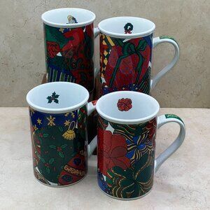 Set of 4 Fine Works Designs- HOLIDAY ELEGANCE 1995 Ltd Ed COFFEE MUGS Unused